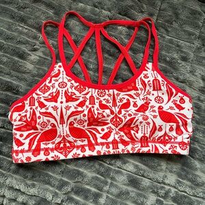 Born Primitive Red and White Strappy Sports Bra -sz M